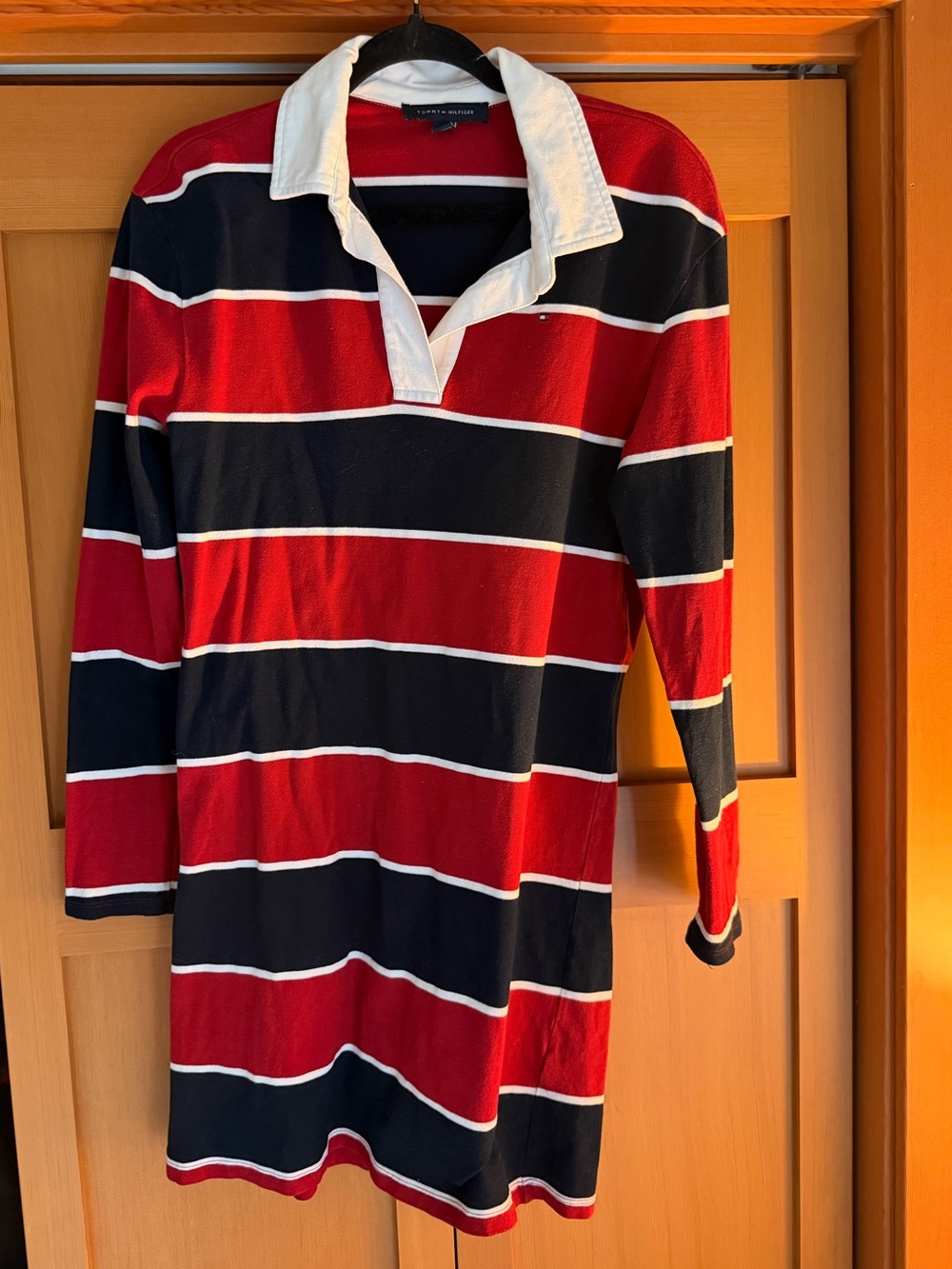 Vintage Tommy Hilfiger Red & Navy Striped Rugby shirt dress